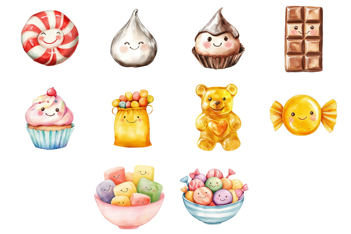 Kawaii Candy Clipart, a Seasonal Illustration by CitraGraphics (Photo 4 of 6)