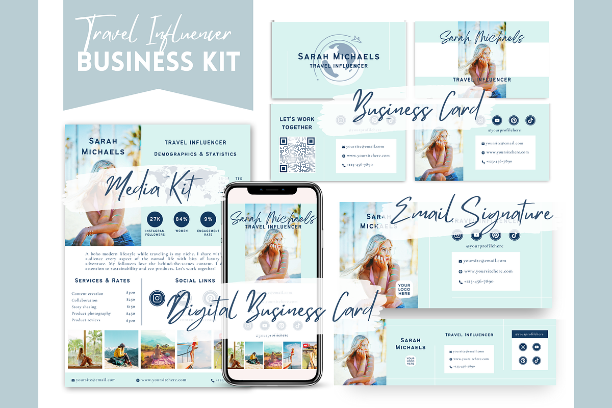 Travel Influencer Business Bundle, a Templates & Theme by Golden Horizons Studio (Photo 2 of 13)