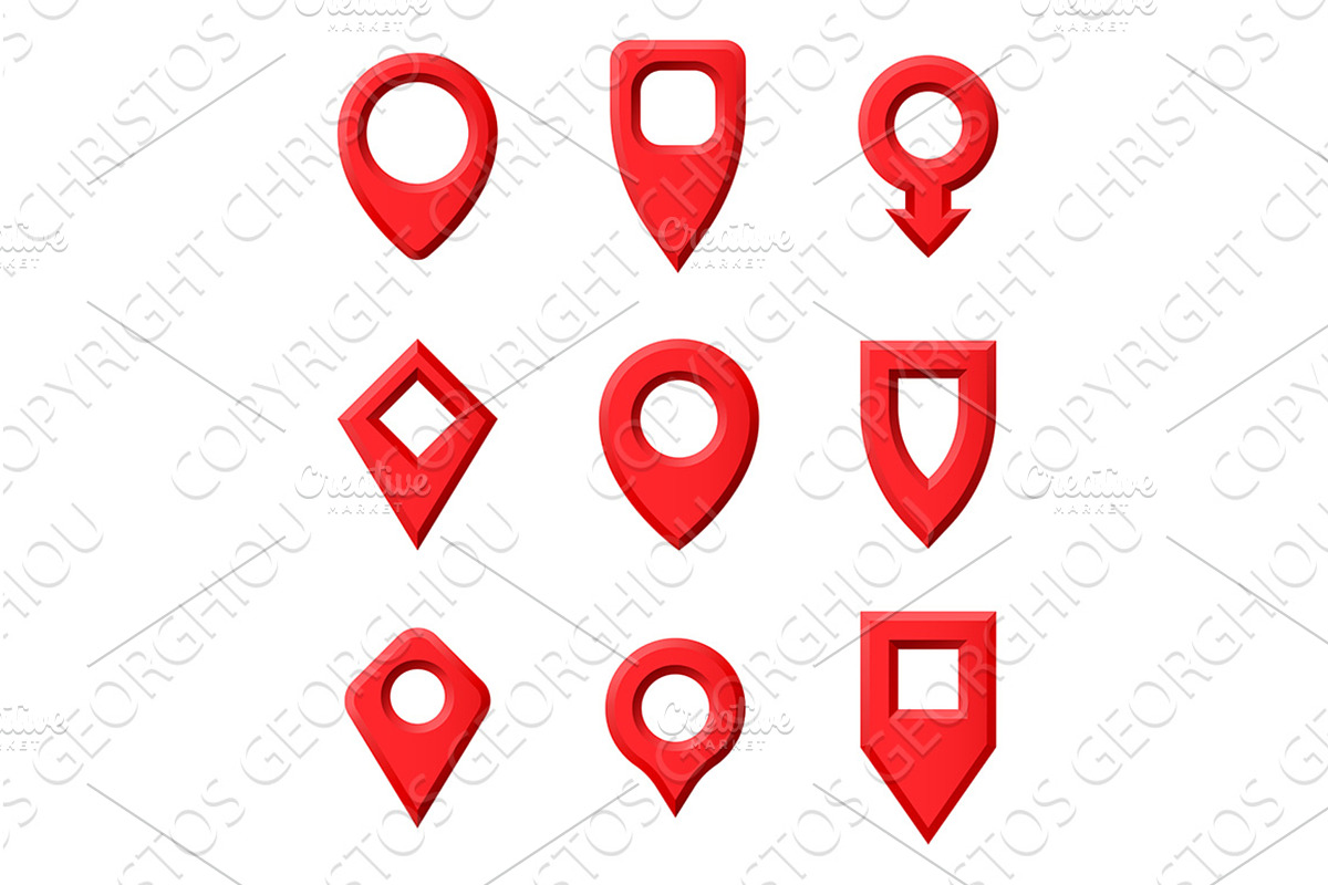 Map Pointer Location Icon Set, an Object Illustration by Christos Georghiou