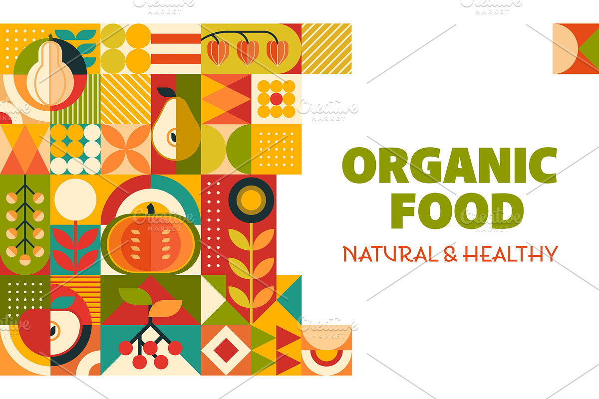 Organic fruits and vegetables, a Food Illustration by Vector Tradition