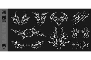 Neo tribal chrome metal element, an Object Illustration by Sabelskaya