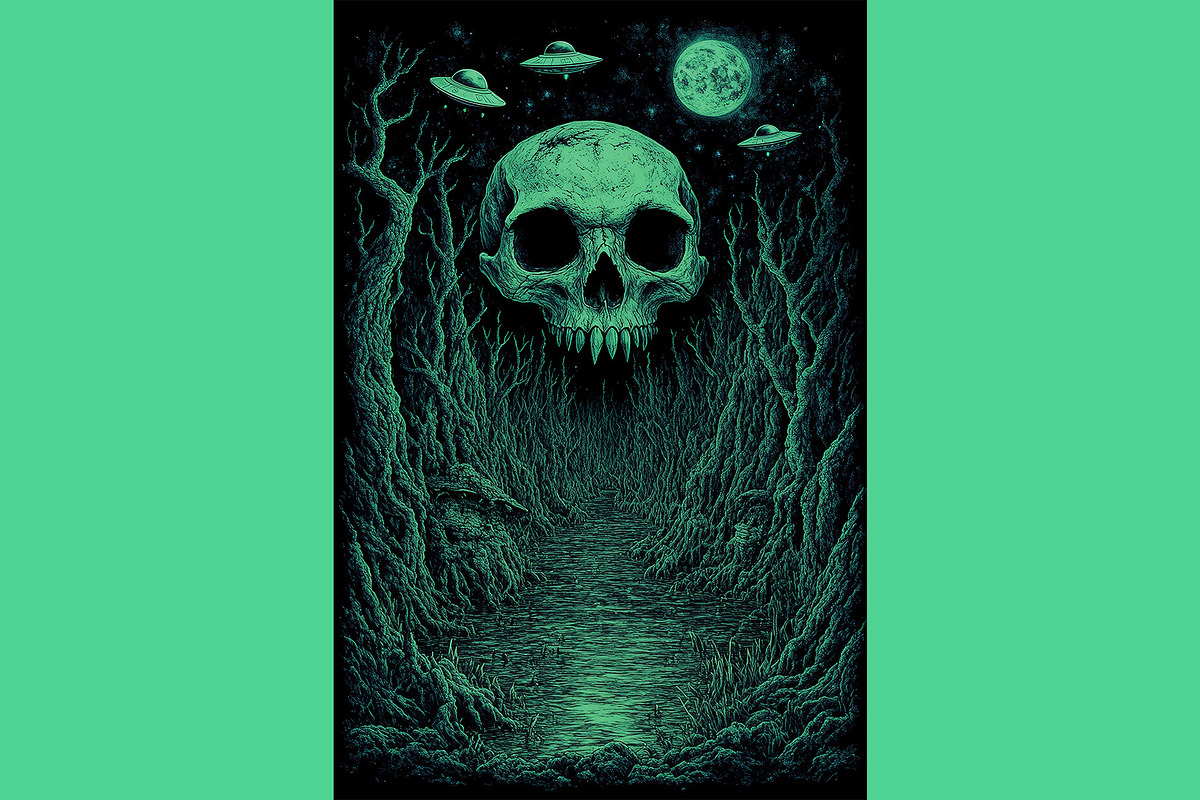 Eerie Alien Skull Art, a Decorative Illustration by StockVerse Creative (Photo 4 of 4)