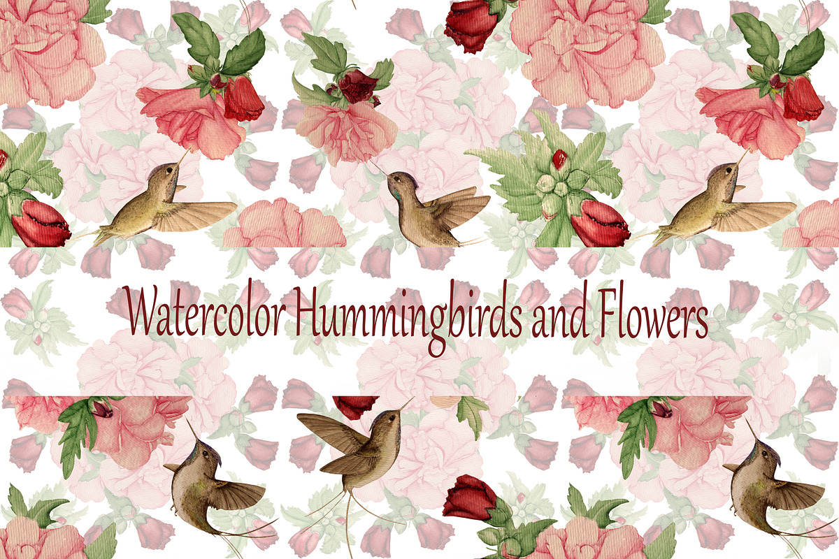 Watercolor Hummingbirds and Flowers, an Illustration by Pretty light (Photo 1 of 2)