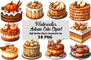 Autumn Cake Clipart Bundle, an Illustration by Daily.Designs