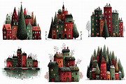 Whimsical Christmas Village Clipart, an Illustration by Libby Wishes (Thumbnail 5 of 7)
