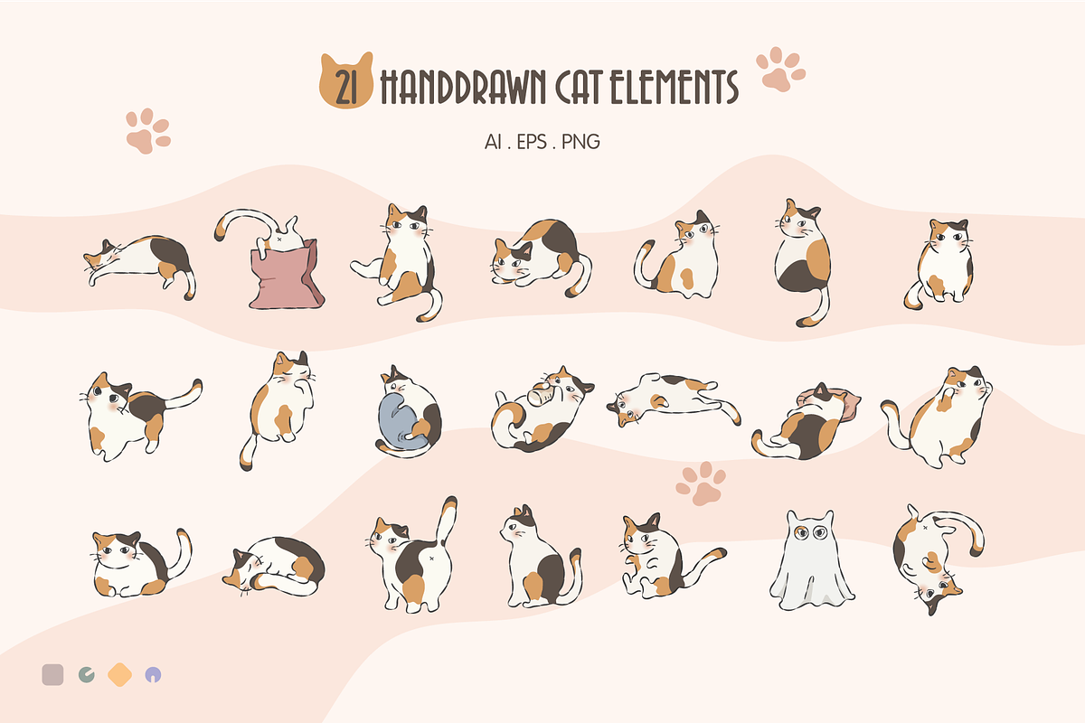 Sassy Whiskers – Cute Cat Vector Set, an Animal Illustration by feverfew.an (Photo 3 of 11)