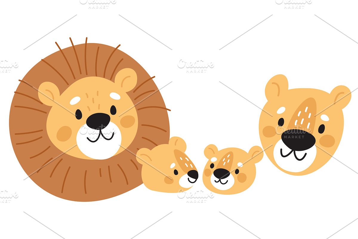 Lovely lion family. Lion father and, an Animal Illustration by Vectorbuum