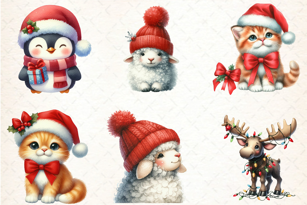Christmas Animals Clipart, an Illustration by DreamCafeArt (Photo 5 of 8)