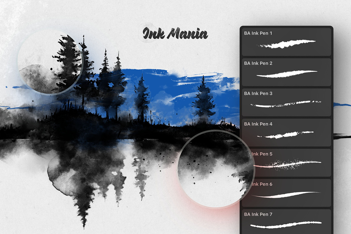 Ink Mania Procreate Brushes, a Brush Add-On by brushapes.com (Photo 3 of 10)