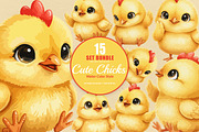 15 Bundle Watercolor Cute Chicks, an Animal Illustration by Morspective (Thumbnail 1 of 8)