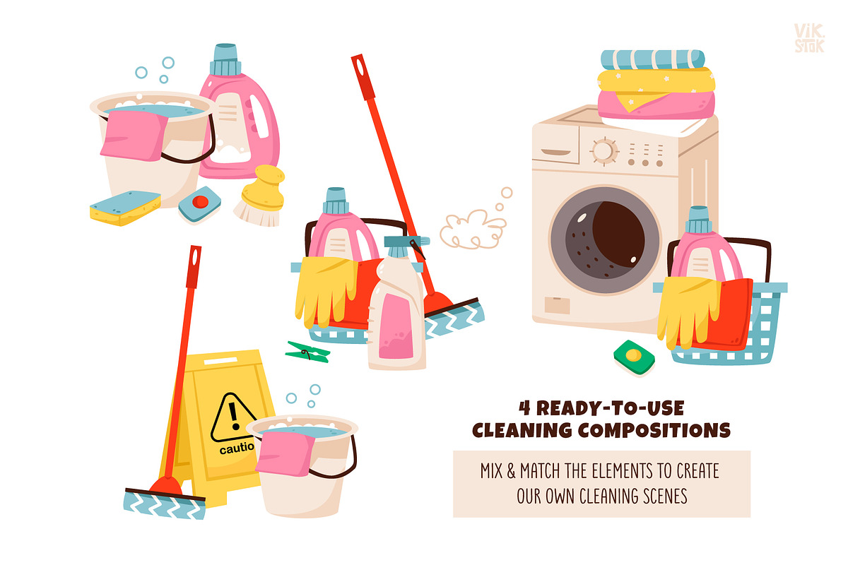 Cleaning & Laundry Clipart, a Work Illustration by vik.stock (Photo 6 of 7)