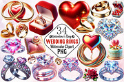 Valentine’s Day Wedding Rings Clipar, a Seasonal Illustration by RobertsArt (Thumbnail 3 of 3)