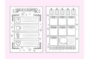 Bullet Journal Pages. Vector Design