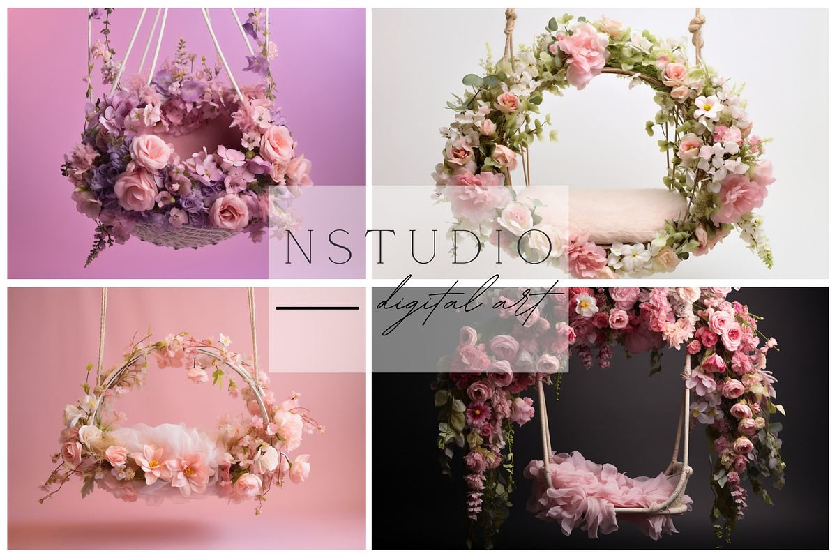 15Floral Swing Themed Baby Backdrops, a Layer Style Add-On by NSTUDIO (Photo 1 of 9)