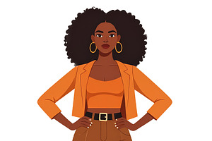 Black woman standing in front of a neutral backdrop wearing a bo, a Person Illustration by DanFLCreativo