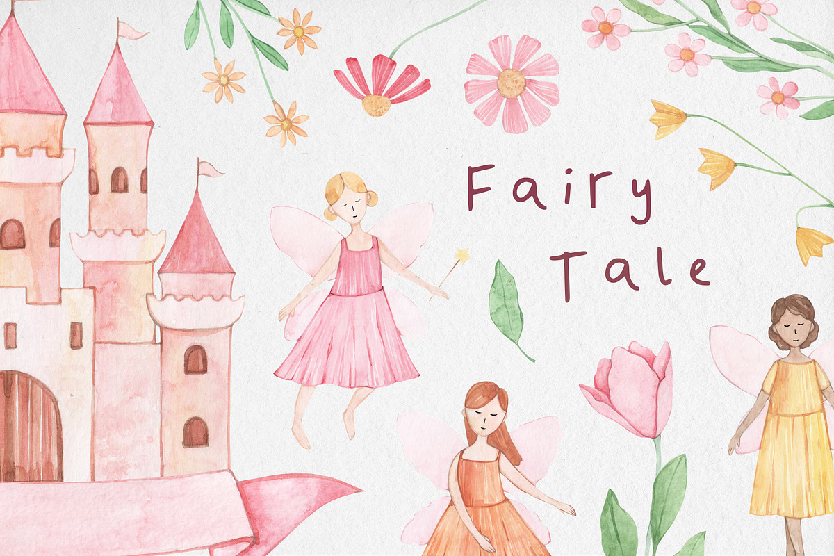 Watercolor Fairy Tale Clipart, a Decorative Illustration by MilanaDesignShop (Photo 1 of 3)