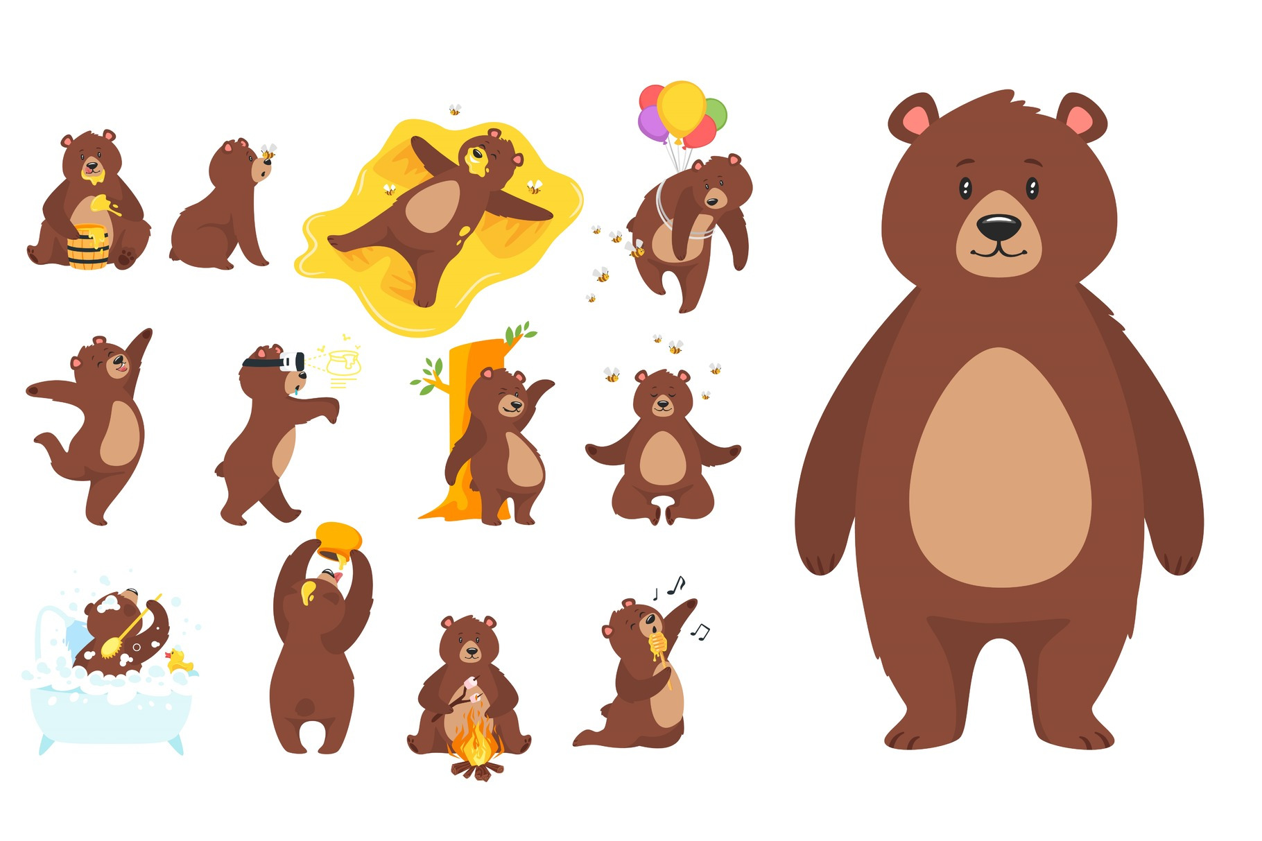 cartoon brown grizzly bear, an Animal Illustration by Cartoon time!