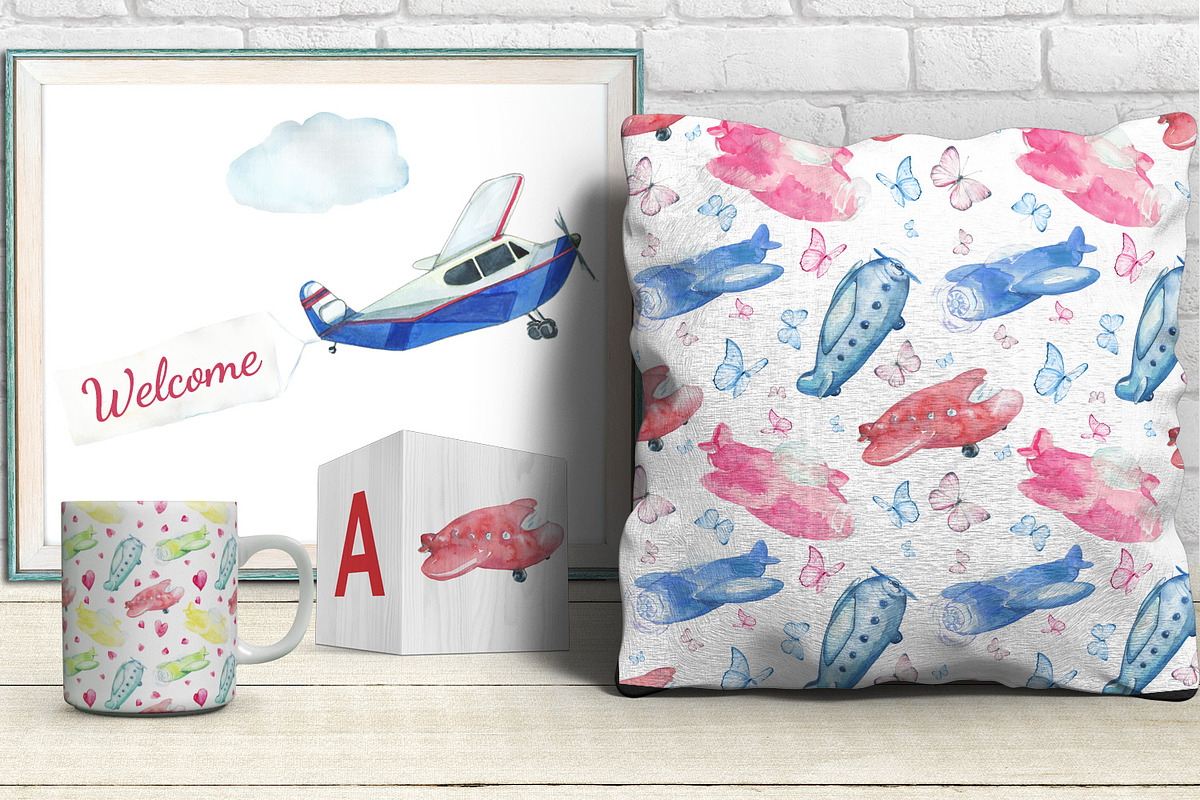 Airplanes watercolor set, a Graphic by DollyPotterson (Photo 5 of 6)