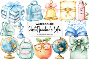Pastel Teacher's Life Clipart, an Illustration by DreamArtGraphic