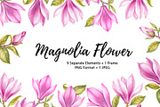 Watercolor of Blooming Magnolia, a Decorative Illustration by Kotkoa (Thumbnail 1 of 5)