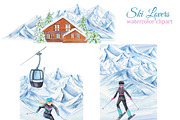 Mountain Lovers, skiing watercolor, an Illustration by s.yanyeva (Thumbnail 3 of 7)