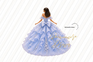 Light Blue Tan skin Princess Clipart