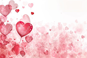 Array of red and pink hearts on a lu, a Photo by LOGOCREATIVE