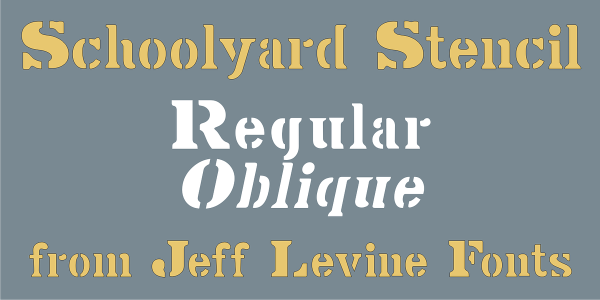 Schoolyard Stencil JNL, a Font by Jeff Levine Fonts