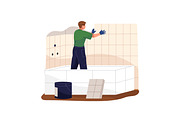 Workers repair houses set, a Person Illustration by PaperTrident (Thumbnail 10 of 19)