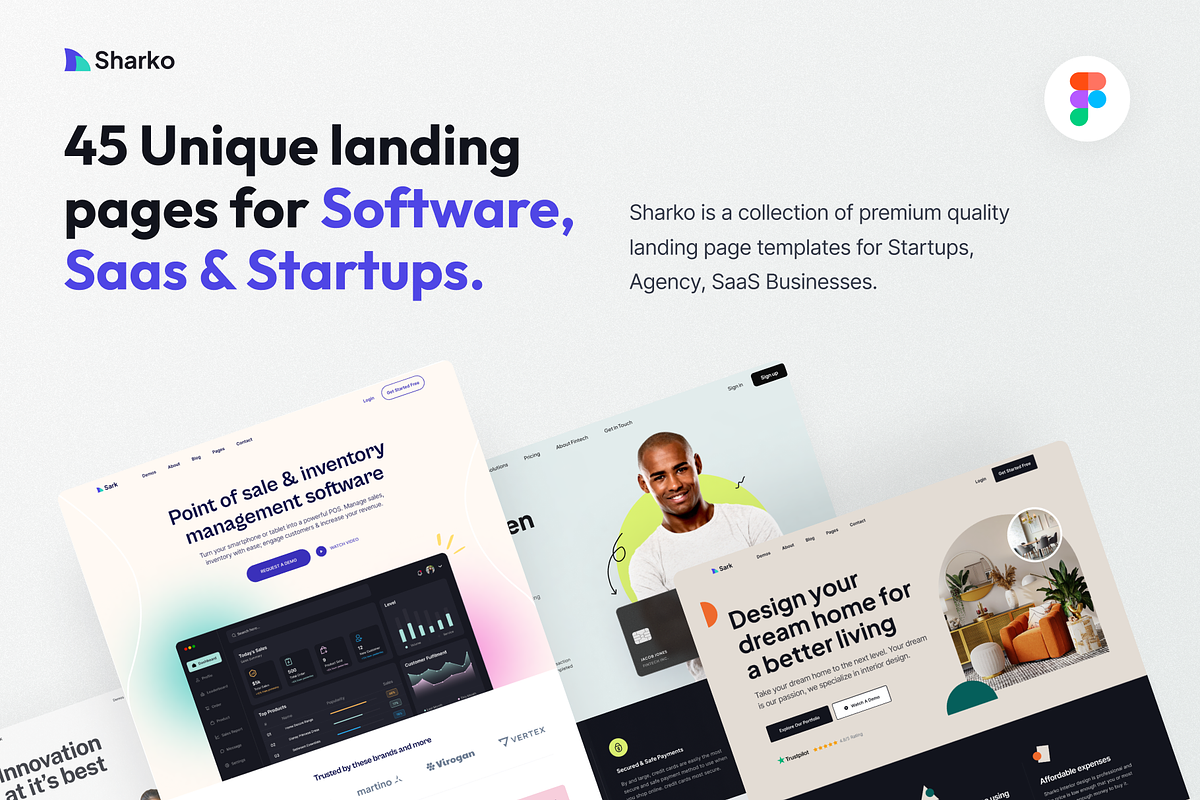 Sharko - Landing Page UI Kit, an UI Kit Template by FinestDevs (Photo 1 of 6)