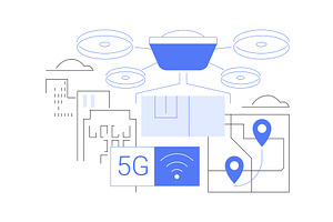 5G drones isolated cartoon vector, a Technology Illustration by Visual Generation