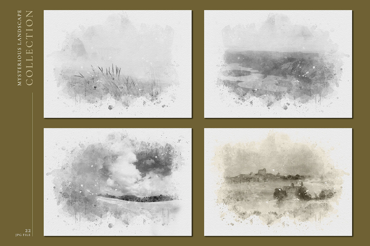 Mysterious Watercolor Landscapes 2, a Background Graphic by Suna Kosem (Photo 7 of 14)