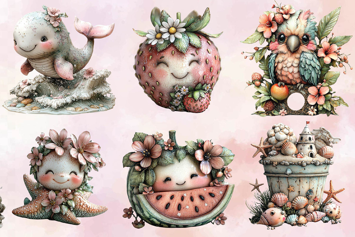 Whimsical Summer Clipart Bundle., an Illustration by SVGArt (Photo 2 of 9)