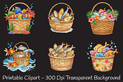 Summer Fish Basket Sublimation Clipa, an Illustration by RobertsArt (Thumbnail 3 of 4)
