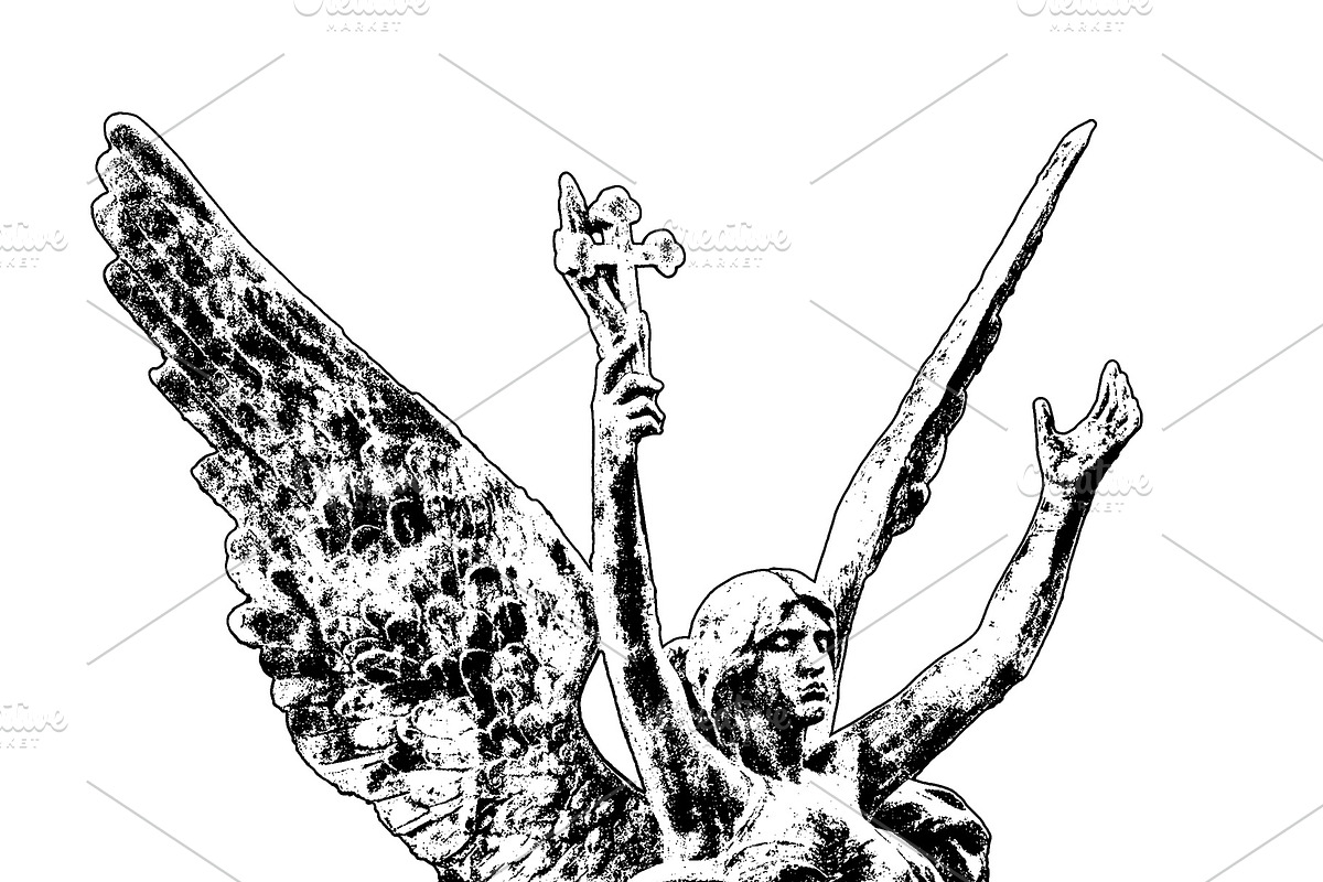 Woman angel sculpture isolated graphic, a Person Illustration by DanFLCreativo