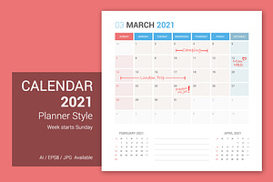 Calendar 2021 Planner Design