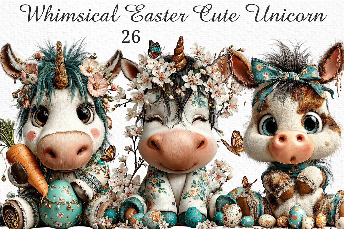 Whimsical Easter Cute Unicorn PNG, an Illustration by Craft Nest (Photo 1 of 8)