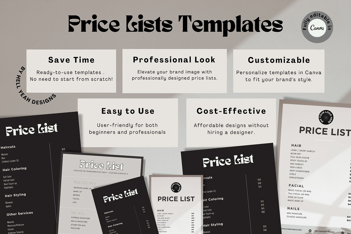 Monochrome Muse Price List Templates, a Stationery Template by Hell Yeah Designs (Photo 4 of 8)