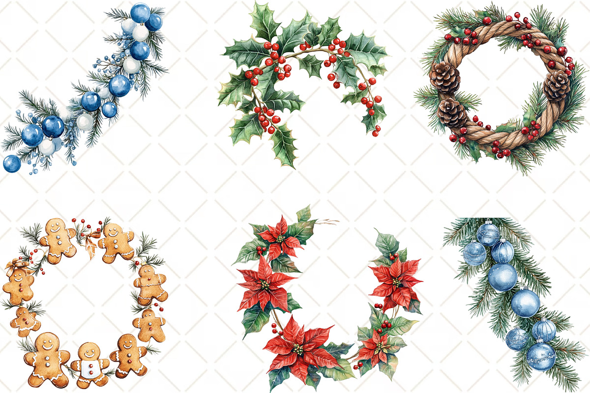 Festive Garland Clipart Bundle, an Illustration by Black Bird Studio (Photo 6 of 6)