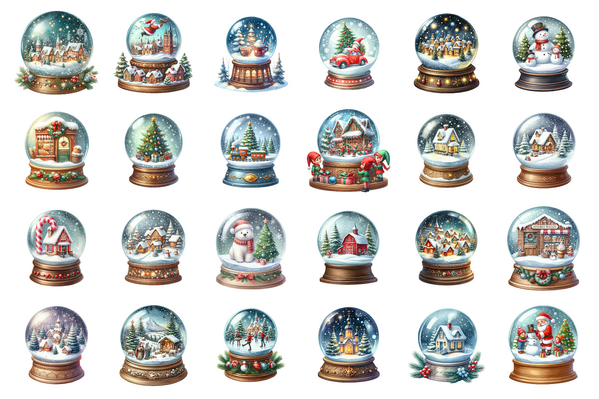 Watercolor Christmas SnowGlobe PNG, an Illustration by SinaCreation (Photo 2 of 7)