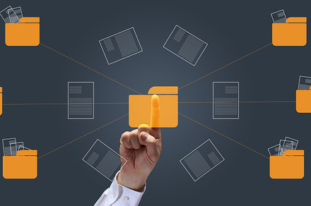 Concept of document flow in the company, transition to paperless, a Business Photo by ndanko