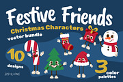 Festive Friends - Vector Bundle, a Seasonal Illustration by moja doodle (Thumbnail 1 of 4)