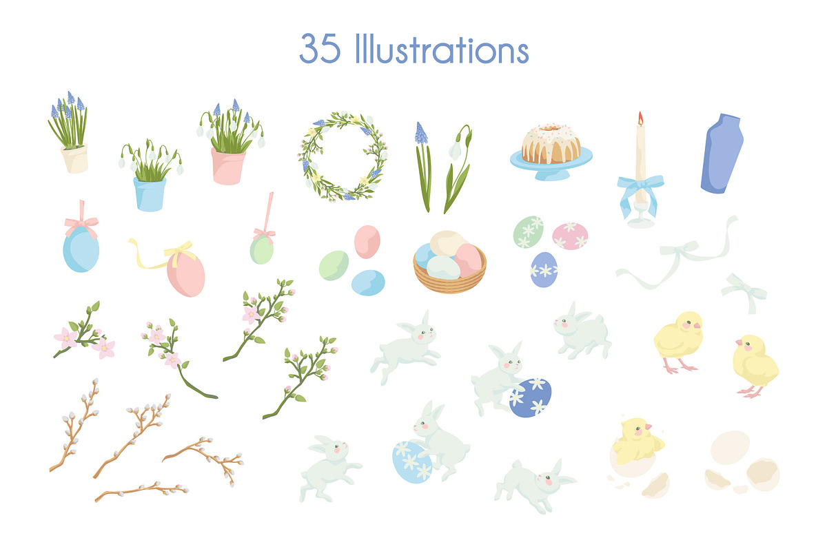 Soft Easter and Spring Design Kit, a Seasonal Illustration by statica (Photo 2 of 7)