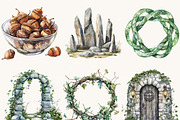 Watercolor Thorn wood Clipart Bundle, a Decorative Illustration by BusyDaydesign (Thumbnail 3 of 9)