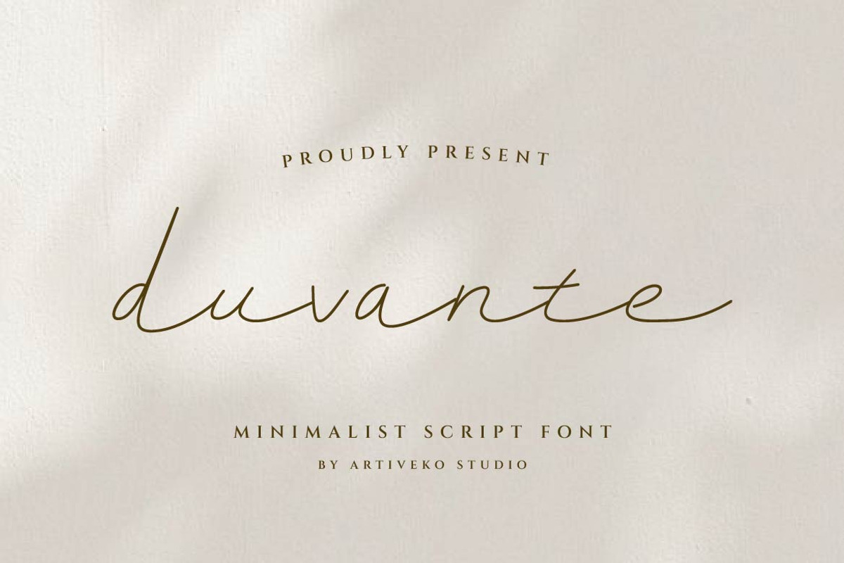Duvante – Minimalist Script Font, a Script Font by Artiveko (Photo 1 of 8)