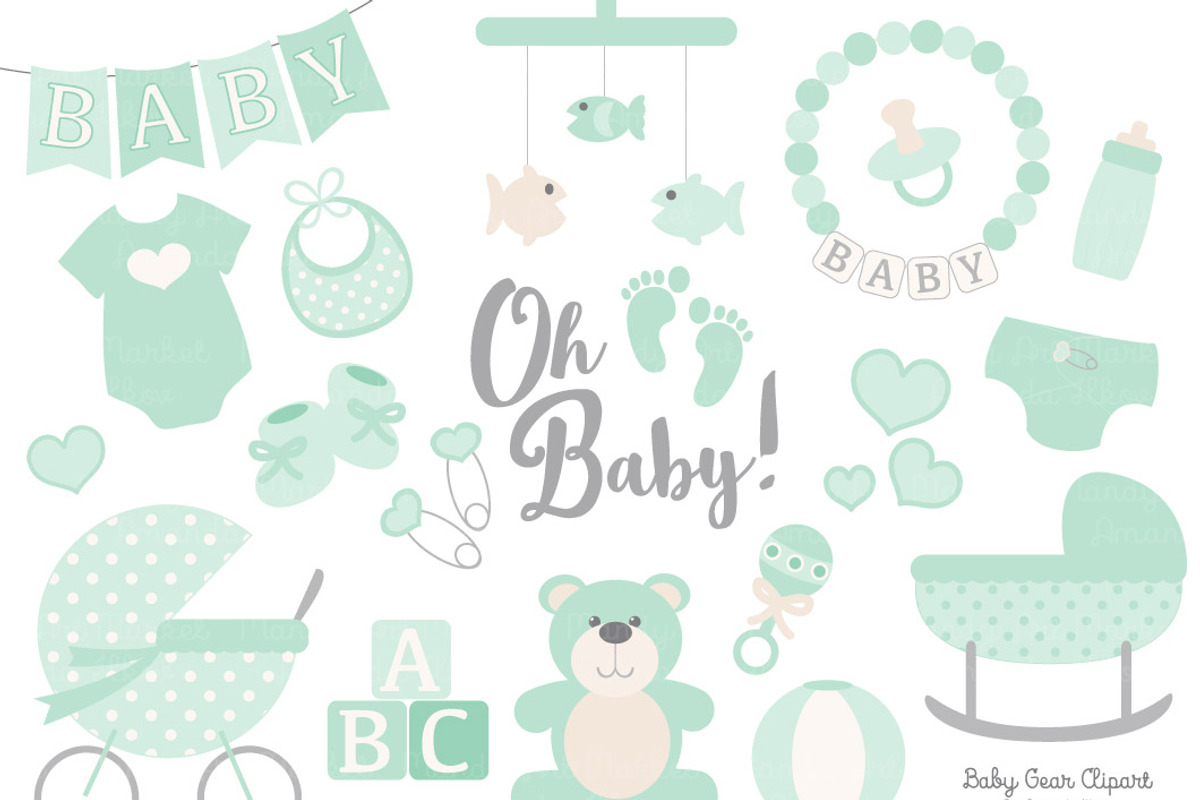 Vector Baby Clipart in Mint, an Illustration by Amanda Ilkov (Photo 1 of 2)