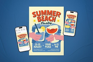 Summer Beach Party Event Flyer Set, a Flyer Template by The Good Store