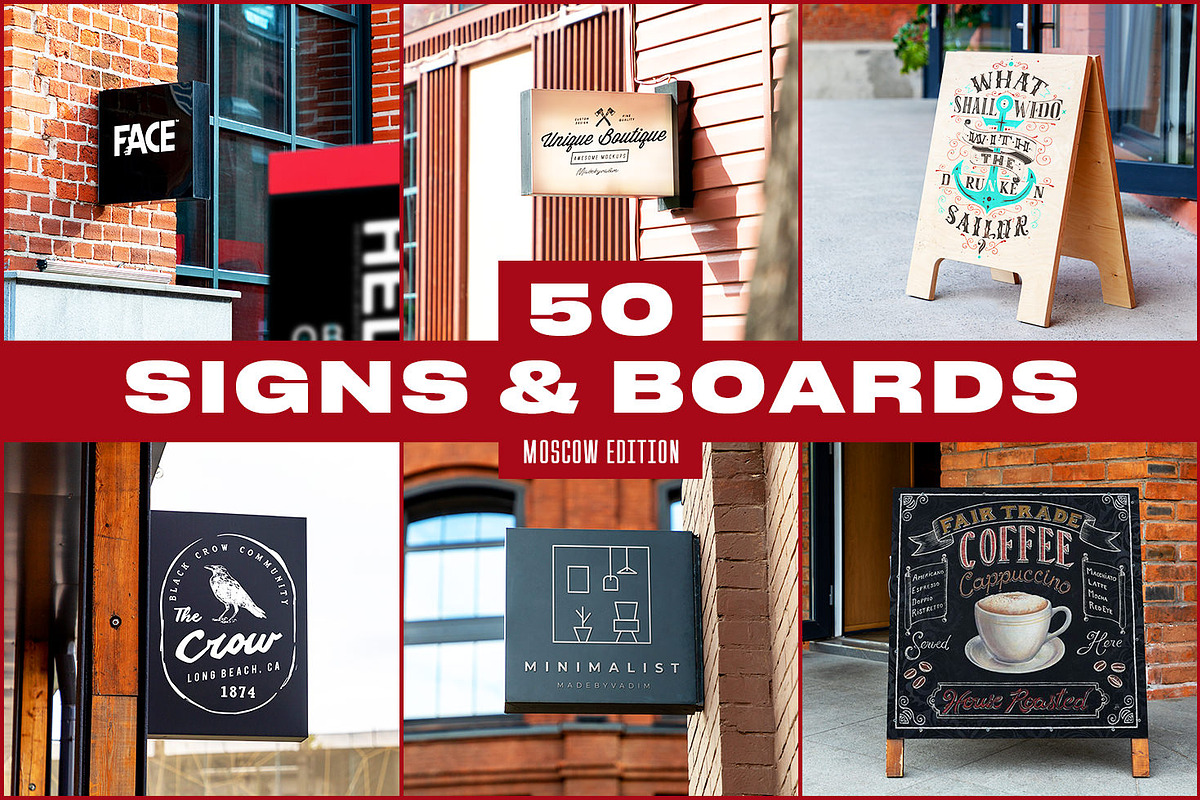 50 Signs & Boards Mockups, a Product Mockup by Madebyvadim (Photo 1 of 5)
