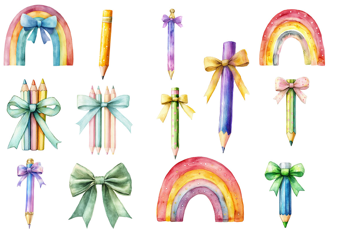 Coquette School Pencil Bow Clipart, an Illustration by Designworld (Photo 4 of 5)