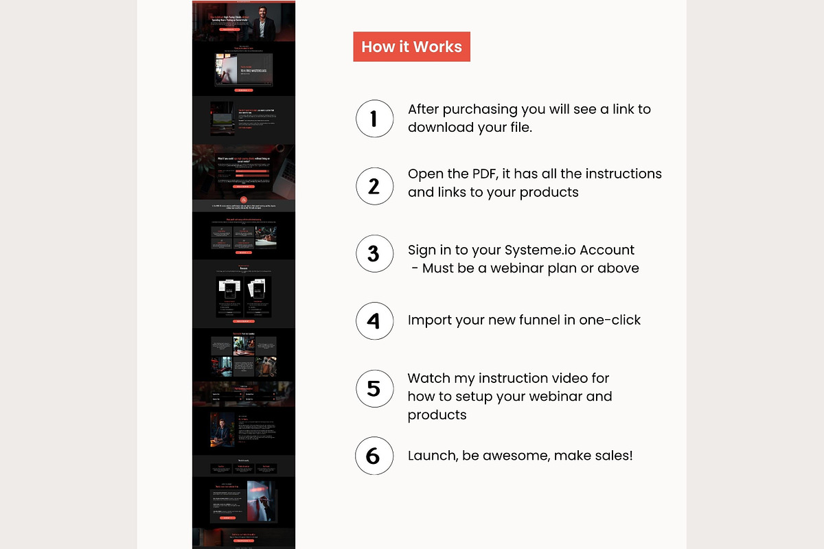 Systeme Dark Red Evergreen Webinar, a Landing Page Template by Hayley's Digital Hub (Photo 10 of 10)